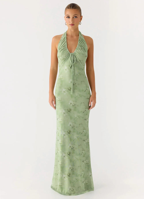 Ask You Twice Maxi Dress - Blurred Lime