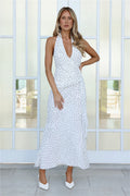 Polka Dot Love Halter Maxi Dress White