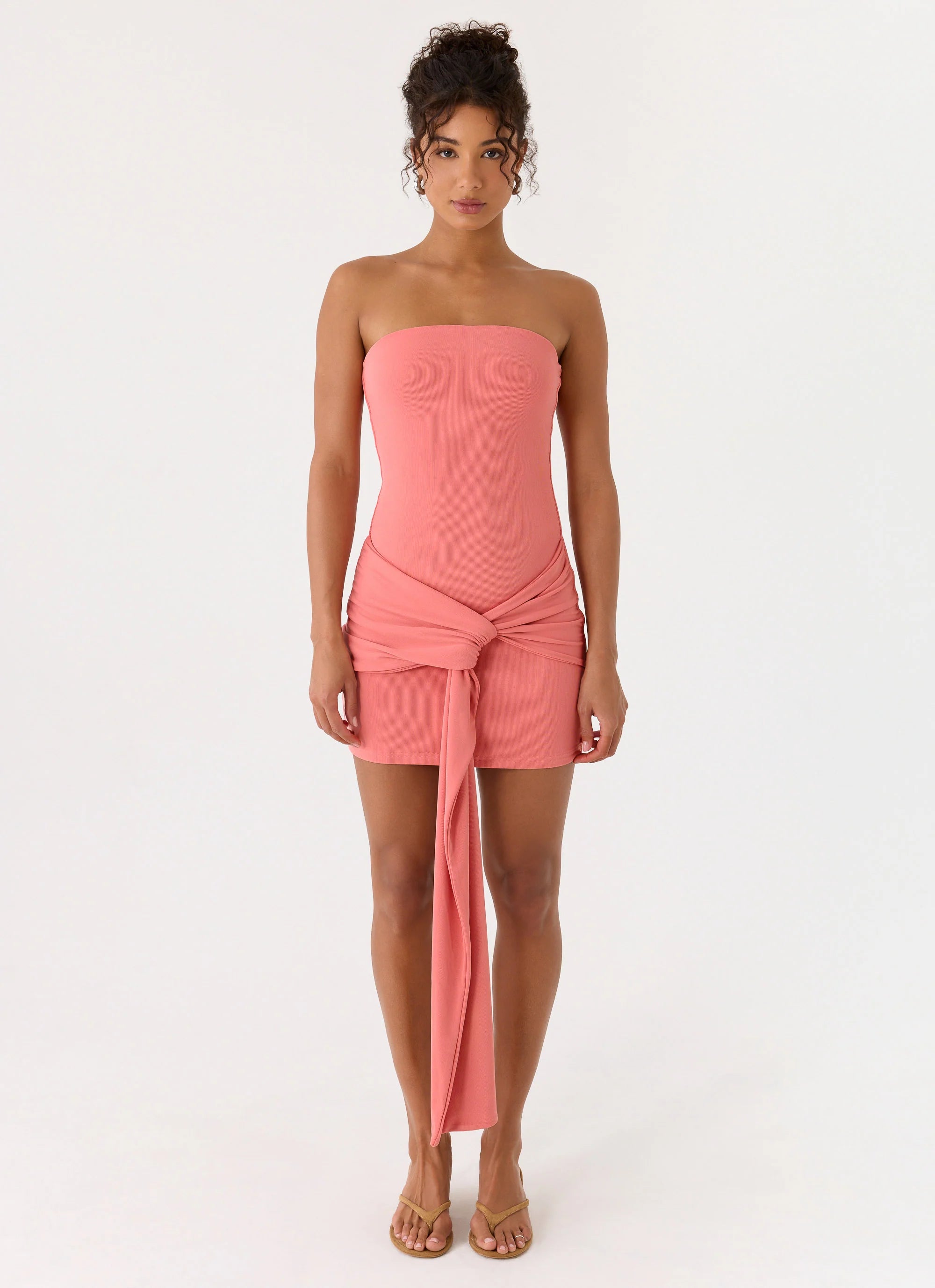 Jiliana Strapless Mini Dress - Coral