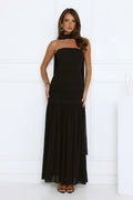 Soirée Glow Strapless Maxi Dress Black