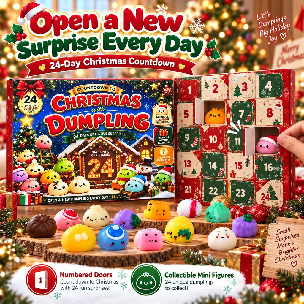 2026 Dumpling Squishy Advent Calendar - Indoor Recreation Stress Relief Toy, 24 Surprise Kawaii Mini Food Squishy Figures, Cute Christmas Countdown Holiday Gift
