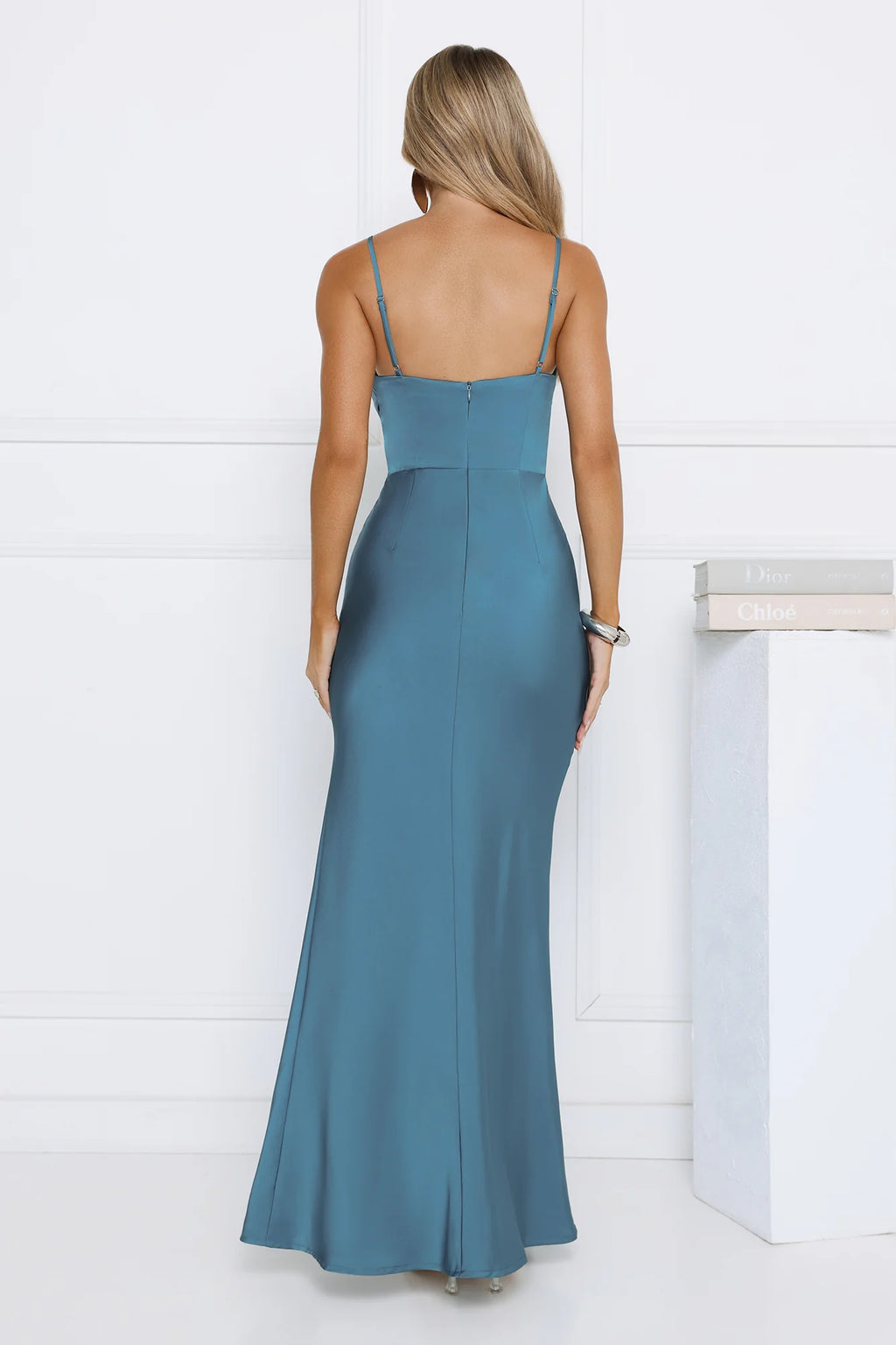 Formal Dream Satin Maxi Dress Teal