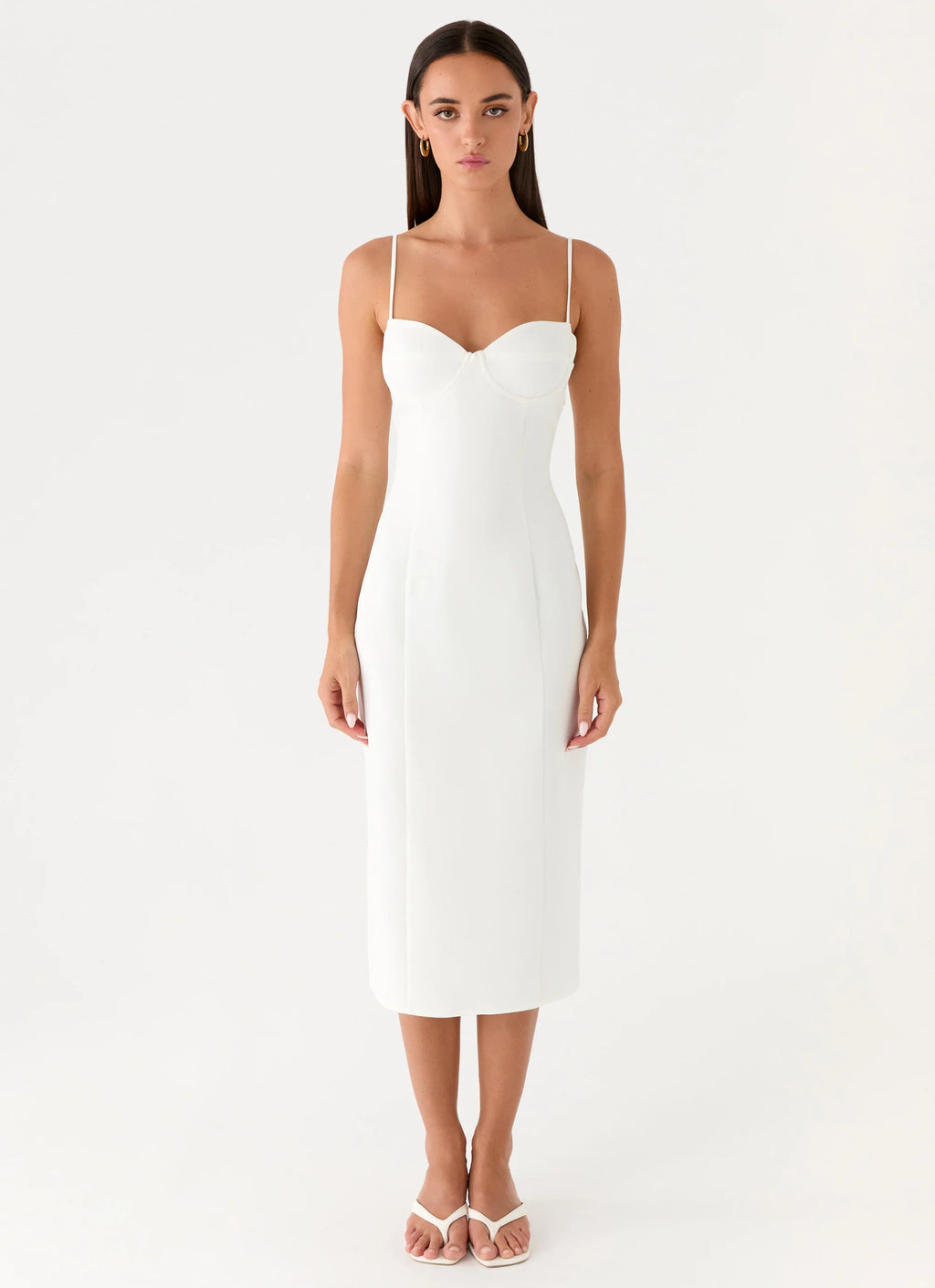 Asling Bustier Midi Dress - White