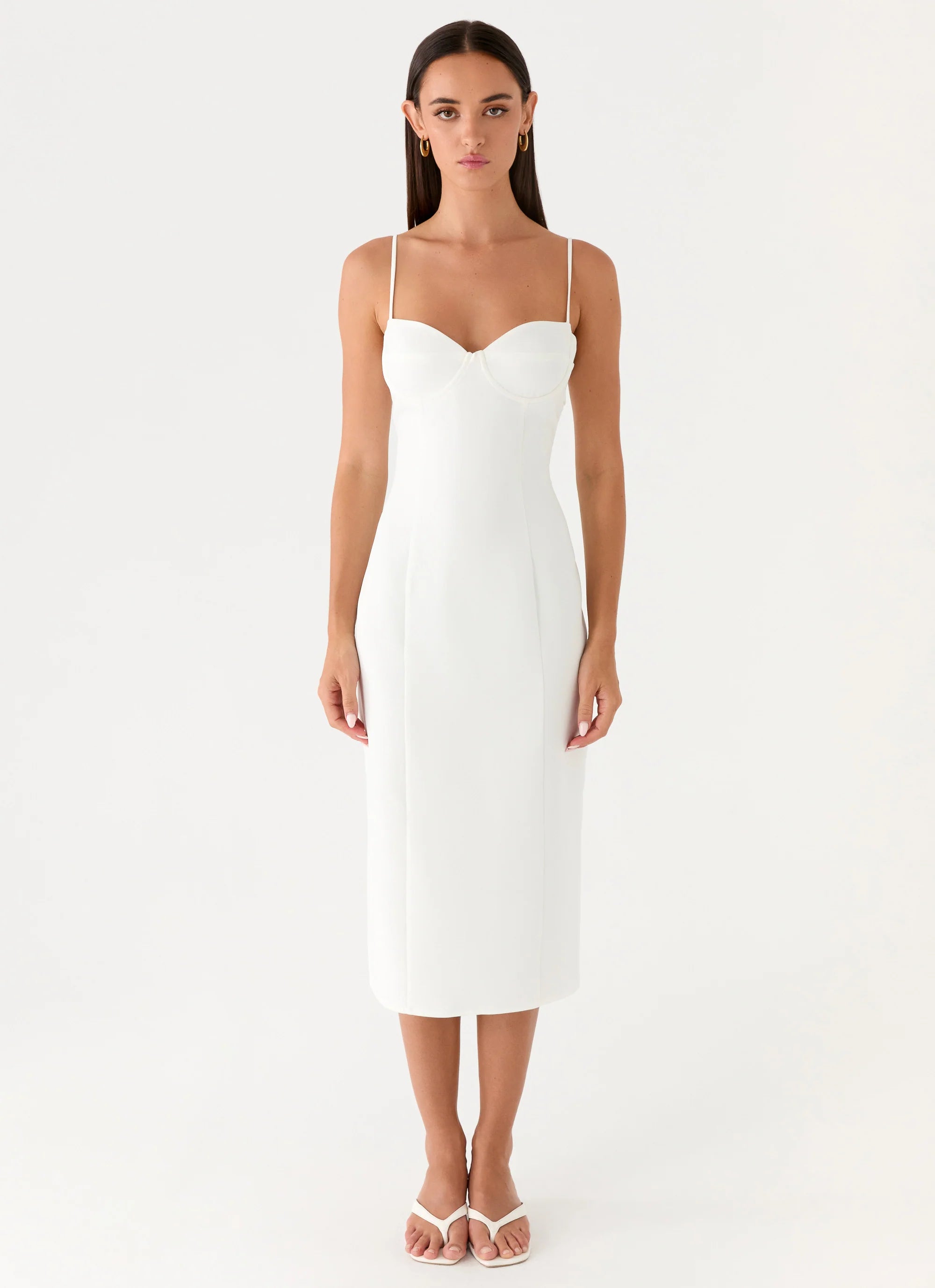 Asling Bustier Midi Dress - White