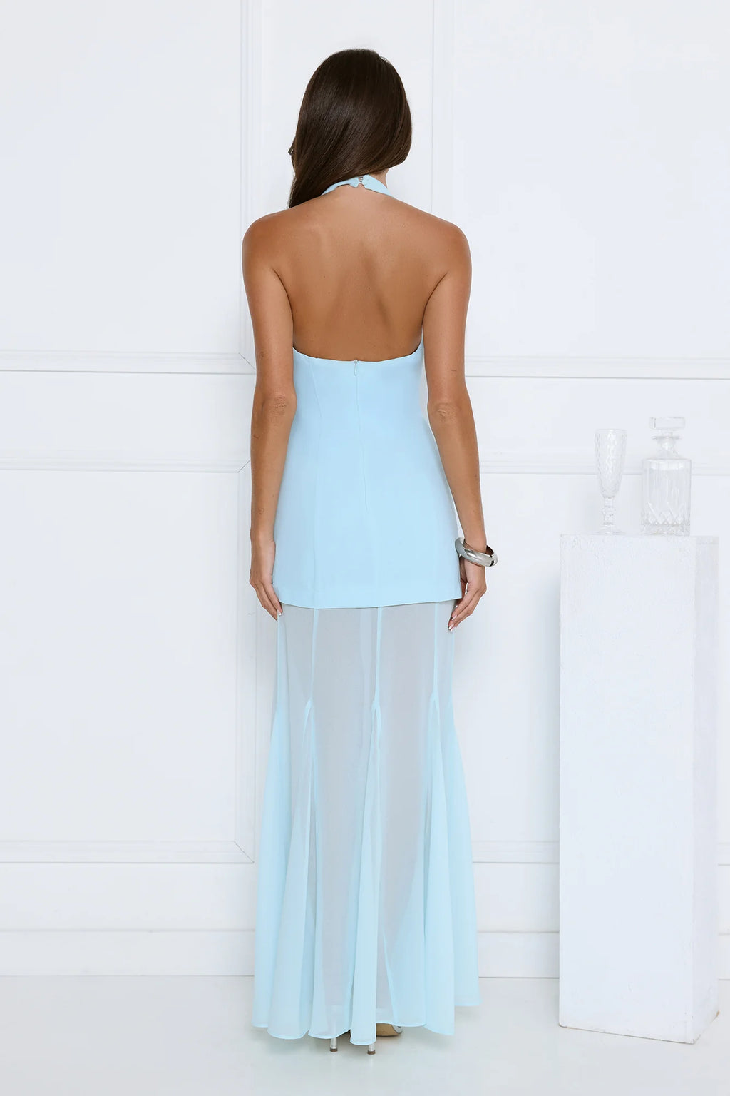 Diamond District Halter Maxi Dress Blue