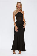 Ever Blooming Halter Maxi Dress Black