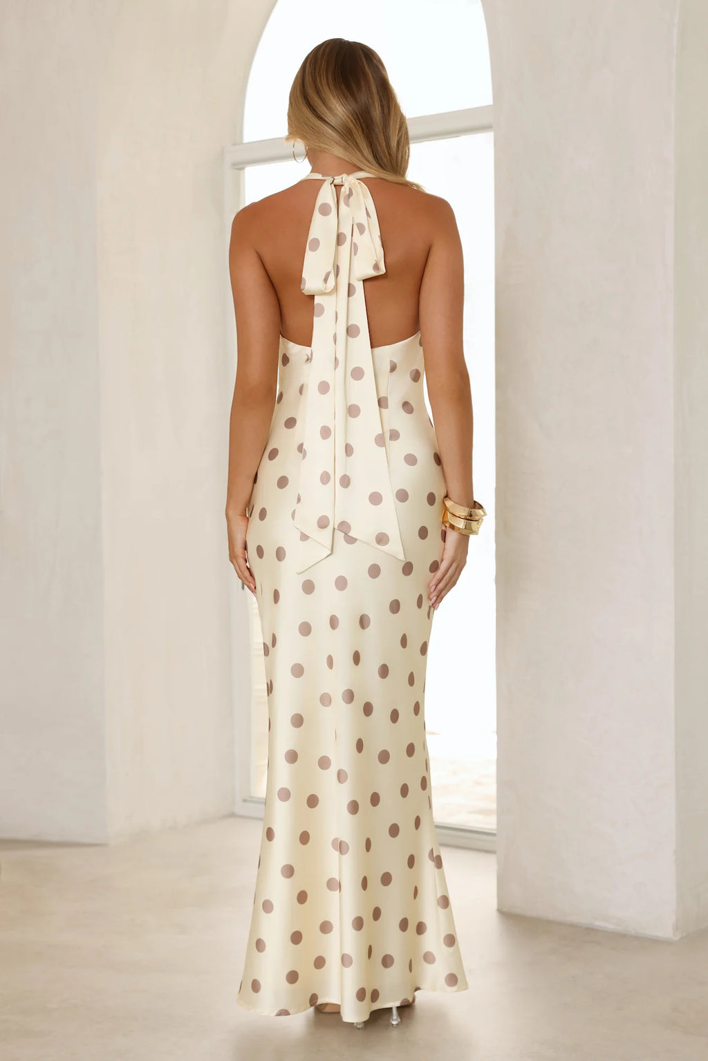 She's VIP Satin Scarf Maxi Dress Yellow