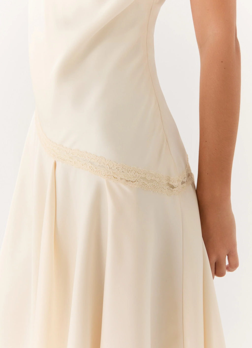 Cleosa Asymmetrical Midi Dress - Ivory