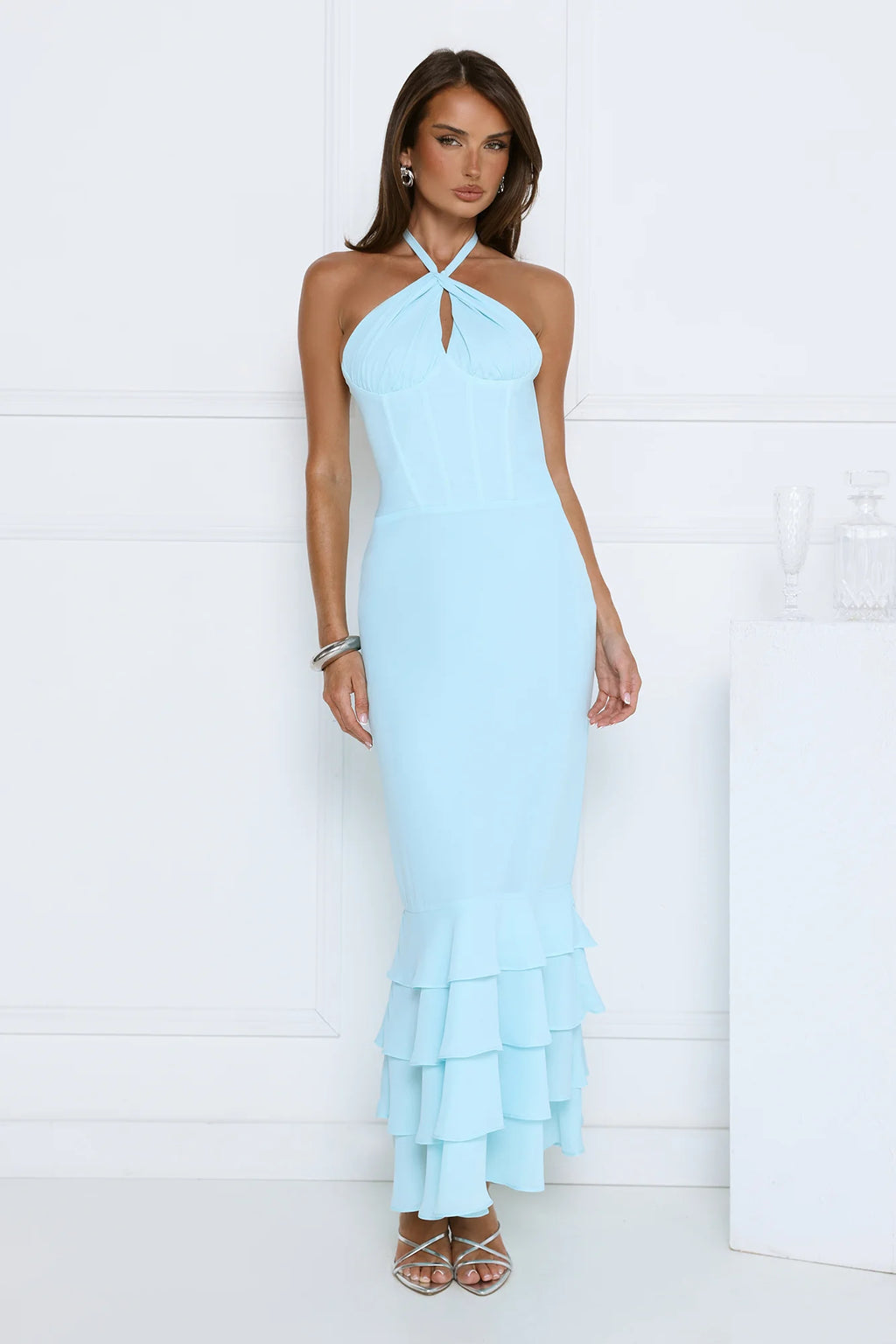 The Cool Standard Halter Maxi Dress Blue