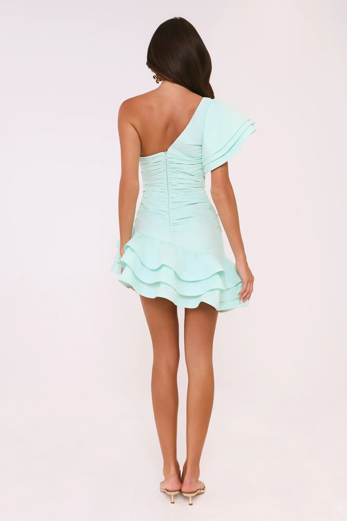 Isle De Luxe One Shoulder Mini Dress Mint