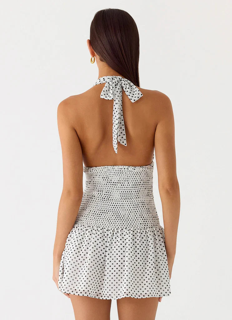 Holden Mini Dress - White Polkadot