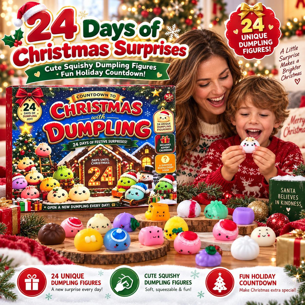 2026 Dumpling Squishy Advent Calendar - Indoor Recreation Stress Relief Toy, 24 Surprise Kawaii Mini Food Squishy Figures, Cute Christmas Countdown Holiday Gift