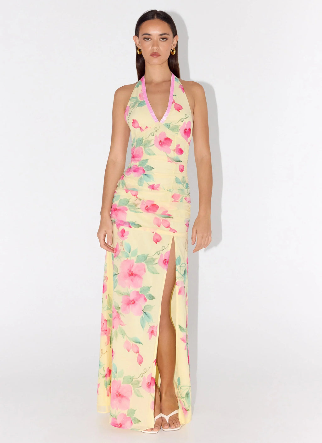 Colada Halter Maxi Dress - Lemon Soleil