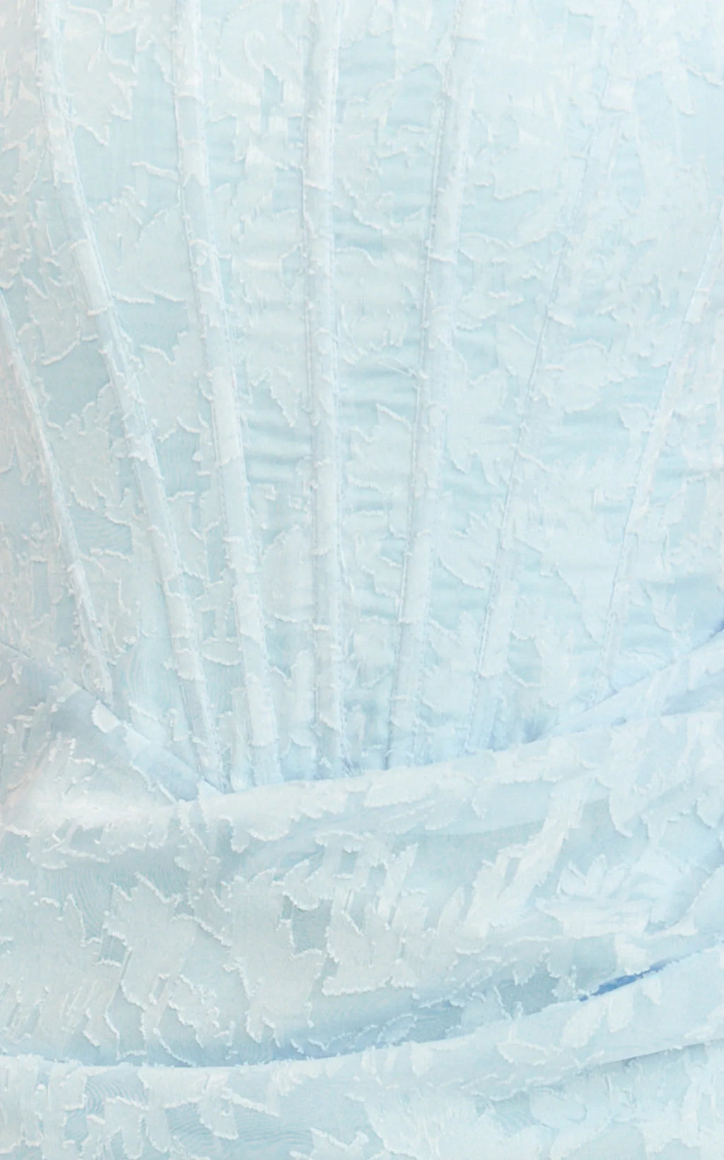 Rachel Mini Dress - Strapless Corset Bodice Draped Skirt Dress in Ice Blue