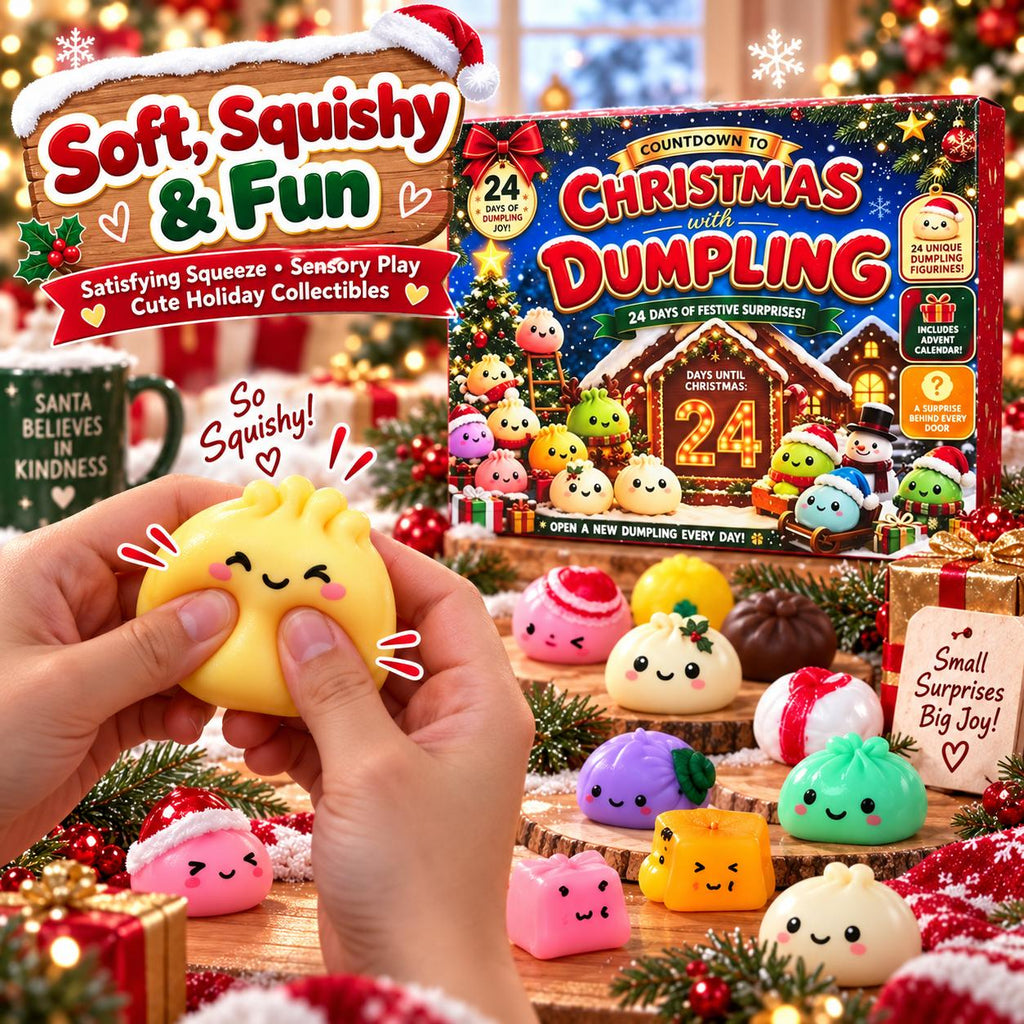 2026 Dumpling Squishy Advent Calendar - Indoor Recreation Stress Relief Toy, 24 Surprise Kawaii Mini Food Squishy Figures, Cute Christmas Countdown Holiday Gift