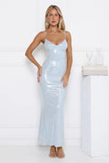 Glitter Bloom Sequin Maxi Dress Blue