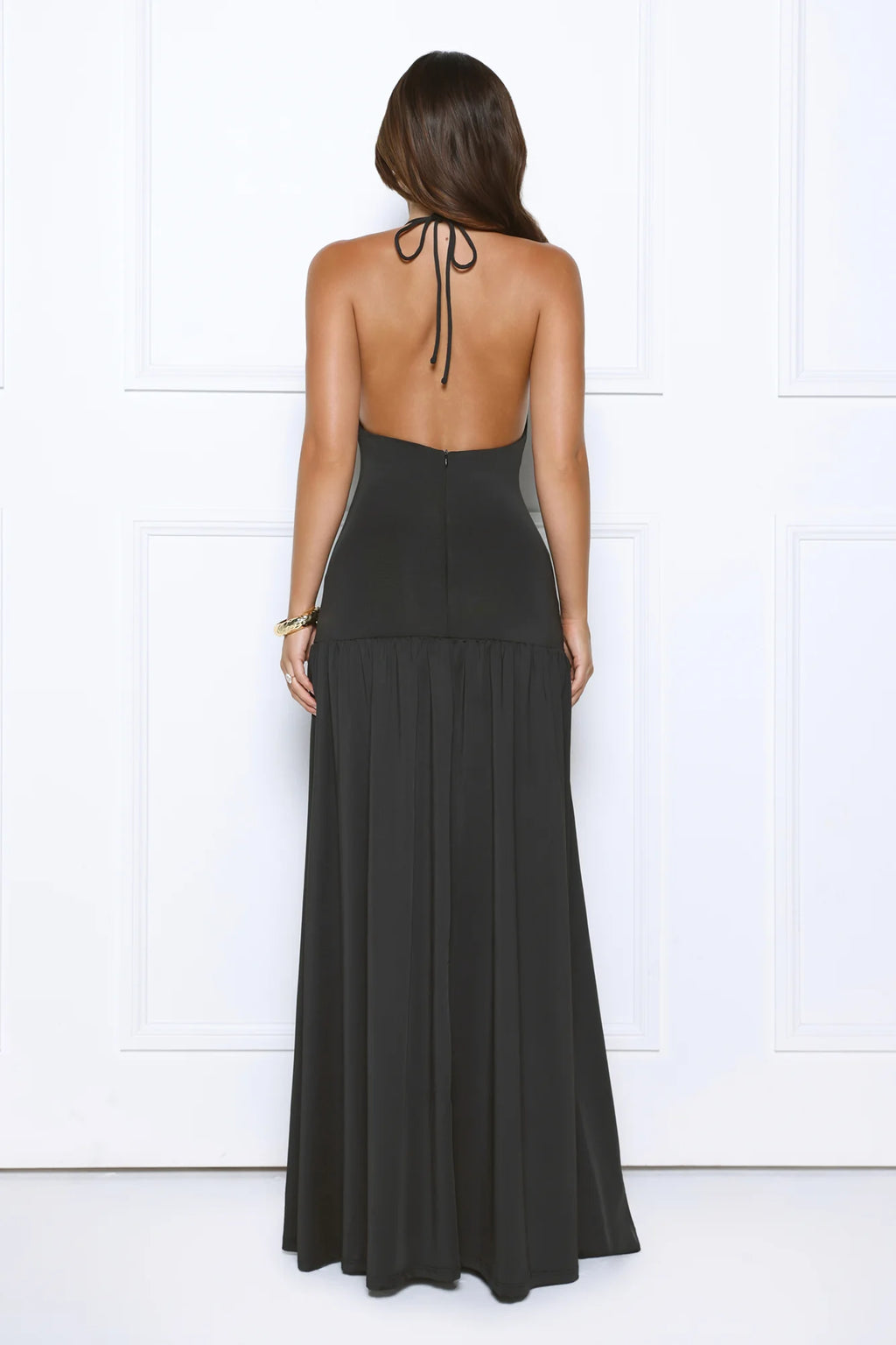 Hot Girl Confidential Halter Maxi Dress Black