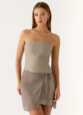 Via Veneto Mini Dress - Sand Brown
